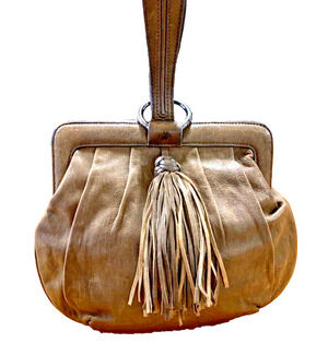 Martin & Osa Brown Leather Wristlet Bag Casual Purse Boho Chic Fawn Brown Tassel